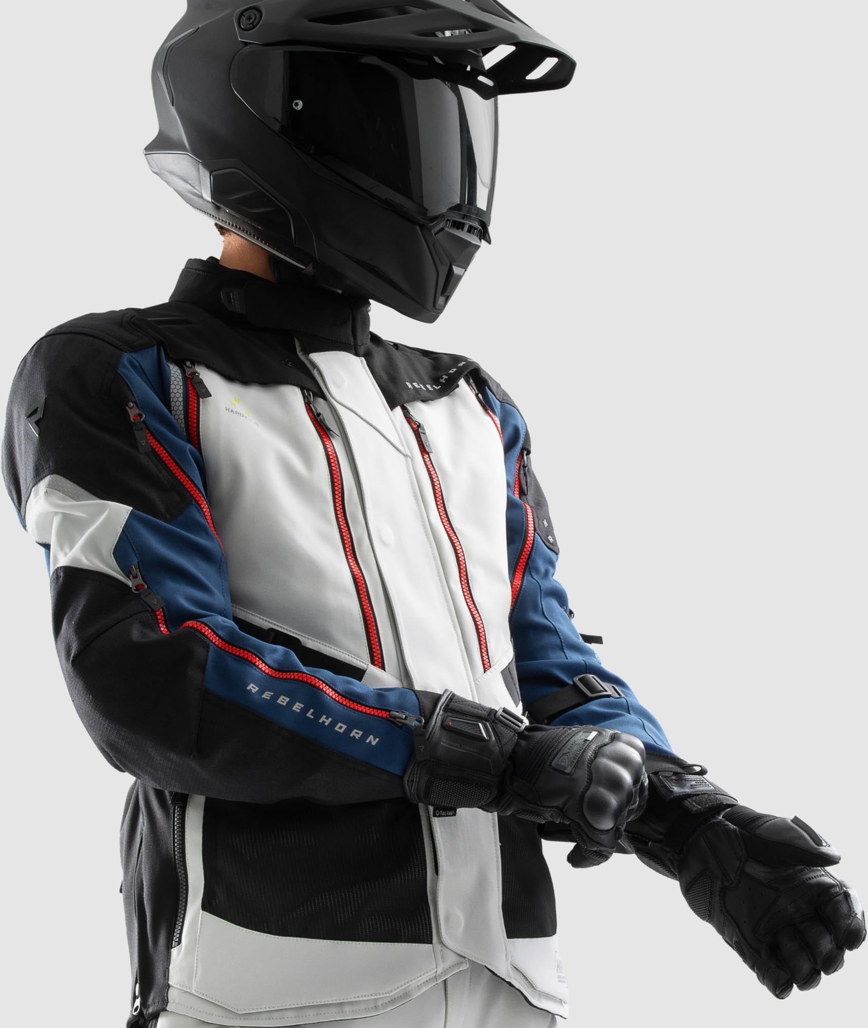 Rebelhorn Hardy 3.0 Veste textile moto imperméable Gris/Bleu/Rouge S Figure 24