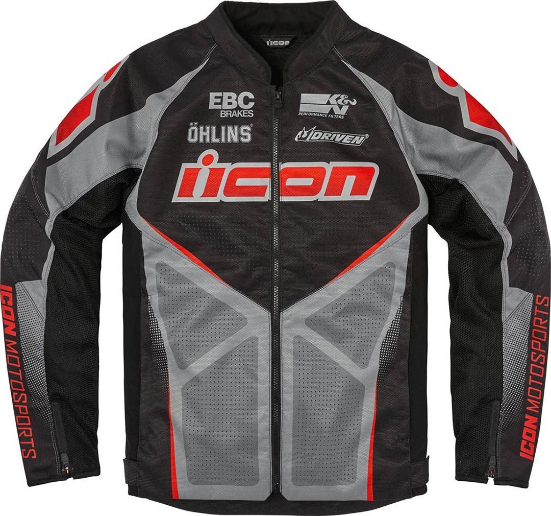 Icon Hooligan Ultrabolt Motorcycle Textile Jacket black/grey/red L Figure 1