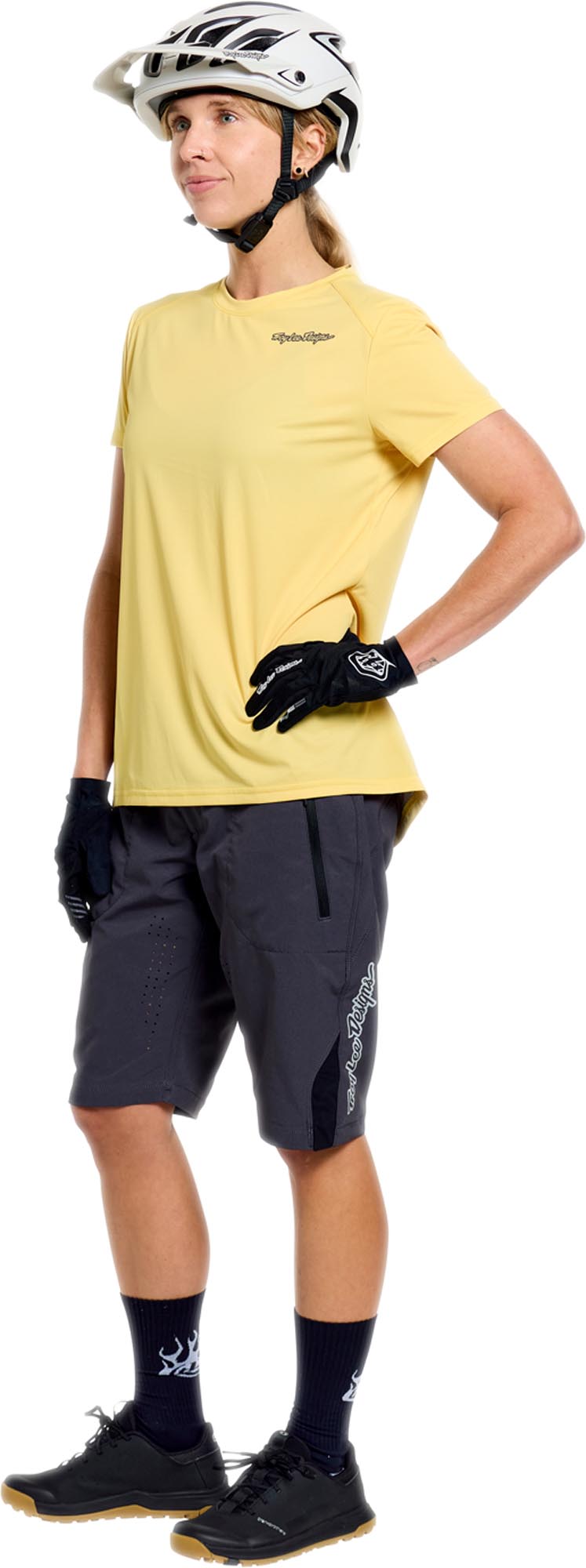 Side view of Troy Lee Designs Lilium Pro Shell Mono Ladies Bicycle Shorts