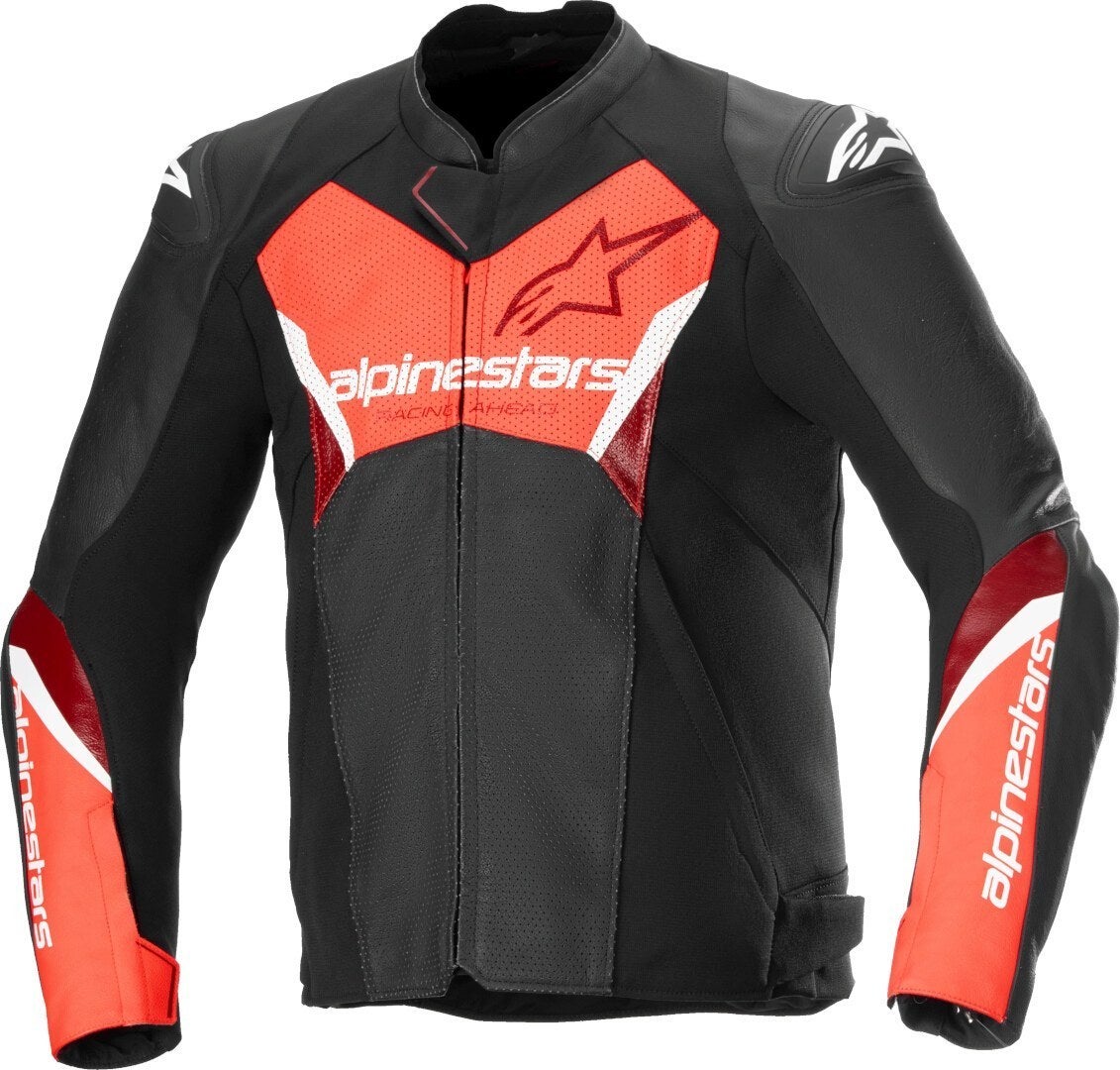 Alpinestars Faster V3 Airflow perforated Motorcycle Leather- / Textile Jacket black/neon-red 62 Figure 1