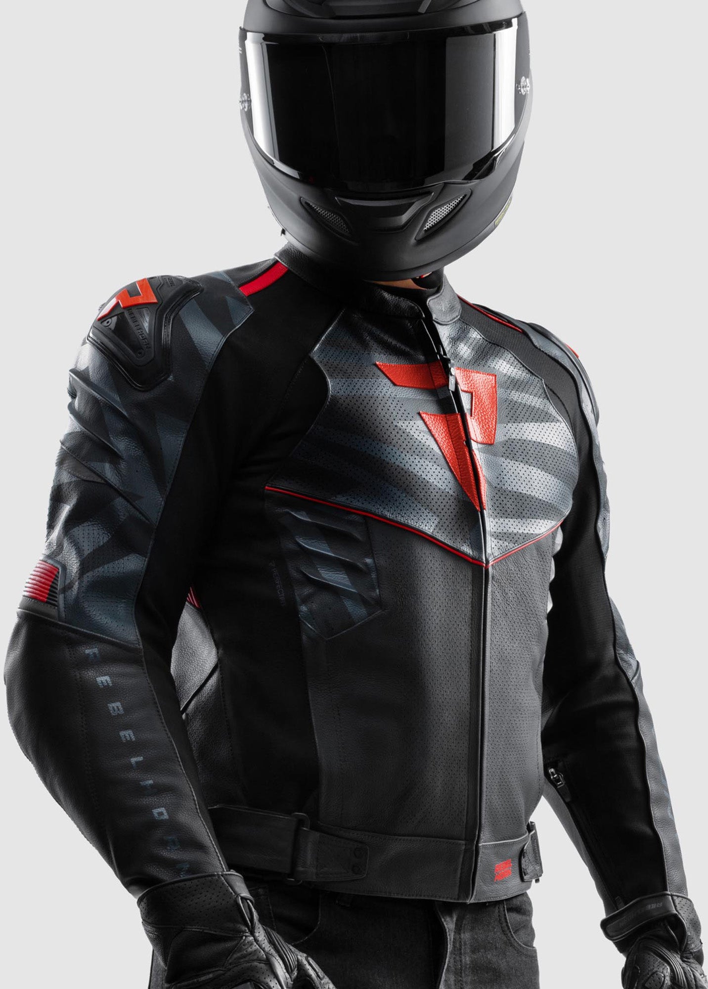 Rebelhorn Vandal 2 Motorcycle Leather Jacket black/grey/red 50 Figure 13