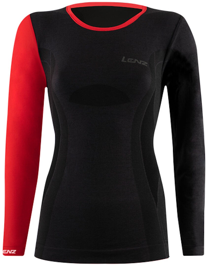Lenz 6.0 Merino Round Neck Lady Longsleeve sort/rød M Figur 1