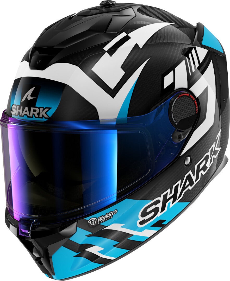Shark Spartan GT Pro Carbon Zarco Track Racer Helmet Carbon/White/Blue M (57/58) Figure 1