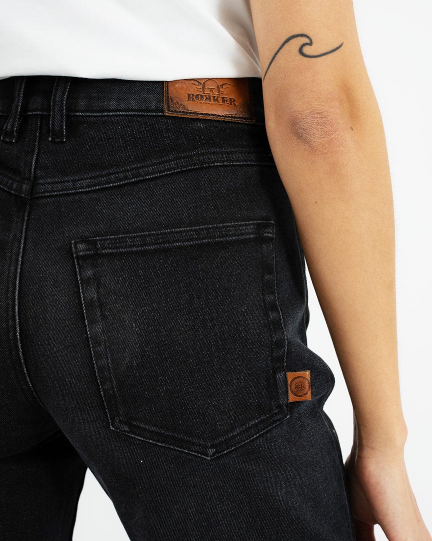 Rokker Tech Mid Straight Vaqueros de mujer en motocicleta negro Short 32 Figura 5